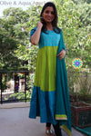 Olive & Aqua Anarkali With Dupatta S Sets