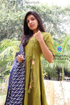 Olive & Navy Ikkat Anarkali Limited Edition