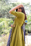 Olive & Navy Ikkat Anarkali Limited Edition