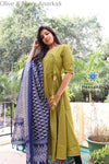 Olive & Navy Ikkat Anarkali Limited Edition