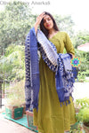 Olive & Navy Ikkat Anarkali Limited Edition