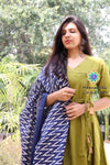 Olive & Navy Ikkat Anarkali Limited Edition