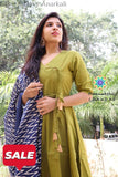Olive & Navy Ikkat Anarkali S Limited Edition