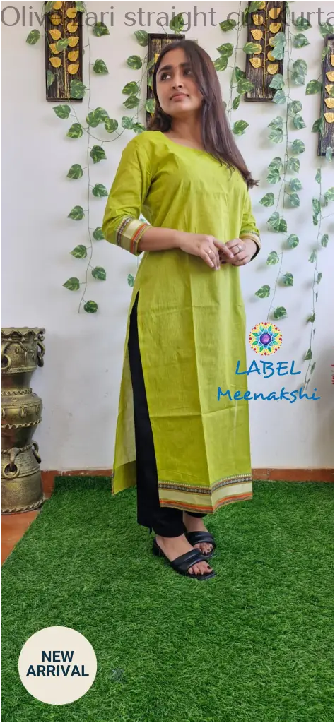Olive zari straight cut kurta KURTAS