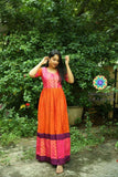 Orange Long Zari Dress Ethnic
