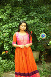 Orange Long Zari Dress Ethnic