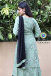 Pastel Green & Black Floral Jaipuri Anarkali Sets