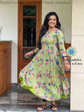 Pastel Green Summer Floral Anarkali Anarkali
