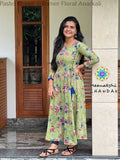 Pastel Green Summer Floral Anarkali Anarkali