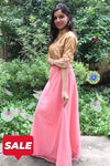 Peach And Golden Beige Skirt Crop Top Skirts & Tops