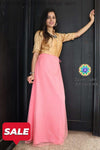 Peach And Golden Beige Skirt Crop Top Skirts & Tops