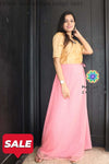 Peach And Golden Beige Skirt Crop Top Skirts & Tops