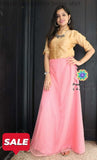Peach And Golden Beige Skirt Crop Top Skirts & Tops