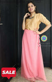 Peach And Golden Beige Skirt Crop Top Skirts & Tops