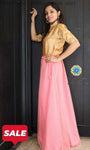 Peach And Golden Beige Skirt Crop Top Skirts & Tops