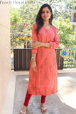Peach Floral Kurta Kurtas