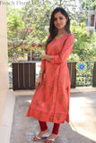 Peach Floral Kurta Kurtas