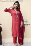 Peach Stripe Kurta Set Cord Sets