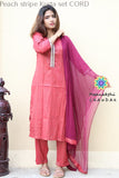 Peach Stripe Kurta Set Cord Sets