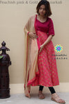 Peachish Pink & Gold Printed Anarkali Limited Edition