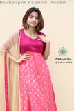 Peachish Pink & Gold Printed Anarkali S Limited Edition