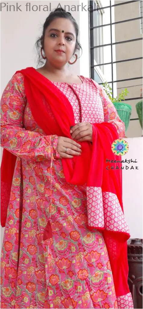 Pink floral Anarkali SET T&D