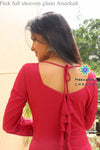 Pink Full Sleeves Plain Anarkali Anarkali
