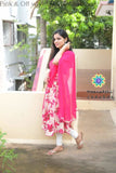 Pink & Off White Floral Anarkali With Dupatta Sets