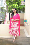 Pink & Off White Floral Anarkali With Dupatta Sets
