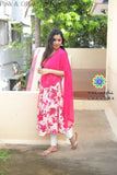 Pink & Off White Floral Anarkali With Dupatta Sets