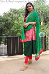 Pink & Red Sequence Anarkali With Dupatta Sets