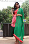Pink & Red Sequence Anarkali With Dupatta Sets