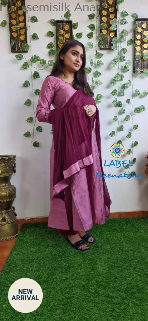 Pink semisilk Anarkali
