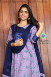 Purple & Navy Floral Jaipuri Anarkali Sets
