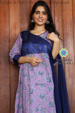 Purple & Navy Floral Jaipuri Anarkali Sets