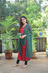 Red Bhadhini Anarkali With Dupatta Sets