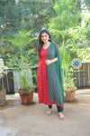 Red Bhadhini Anarkali With Dupatta Sets