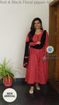 Red & Black Floral Jaipuri Anarkali Sets