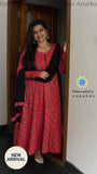 Red & Black Floral Jaipuri Anarkali Small Sets