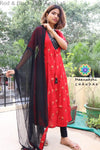 Red & Black Printed Anarkali Limited Edition