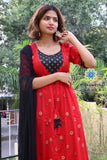 Red & Black Printed Anarkali S Limited Edition