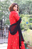 Red & Black Printed Anarkali Limited Edition