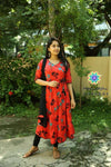 Red Floral Anarkali With Dupatta Sets