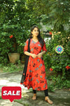 Red Floral Anarkali With Dupatta S Sets