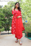 Red Floral Kurta Cord Set Sets