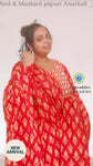 Red & Mustard Jaipuri Anarkali _Stole Floral Printed Stoles