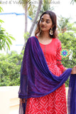 Red &violet Bandhini Anarkali Sets
