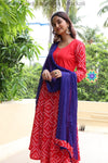 Red &violet Bandhini Anarkali Sets