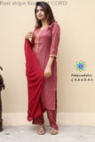 Rust Stripe Kurta Set Cord Sets