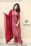 Rust Stripe Kurta Set Cord Sets